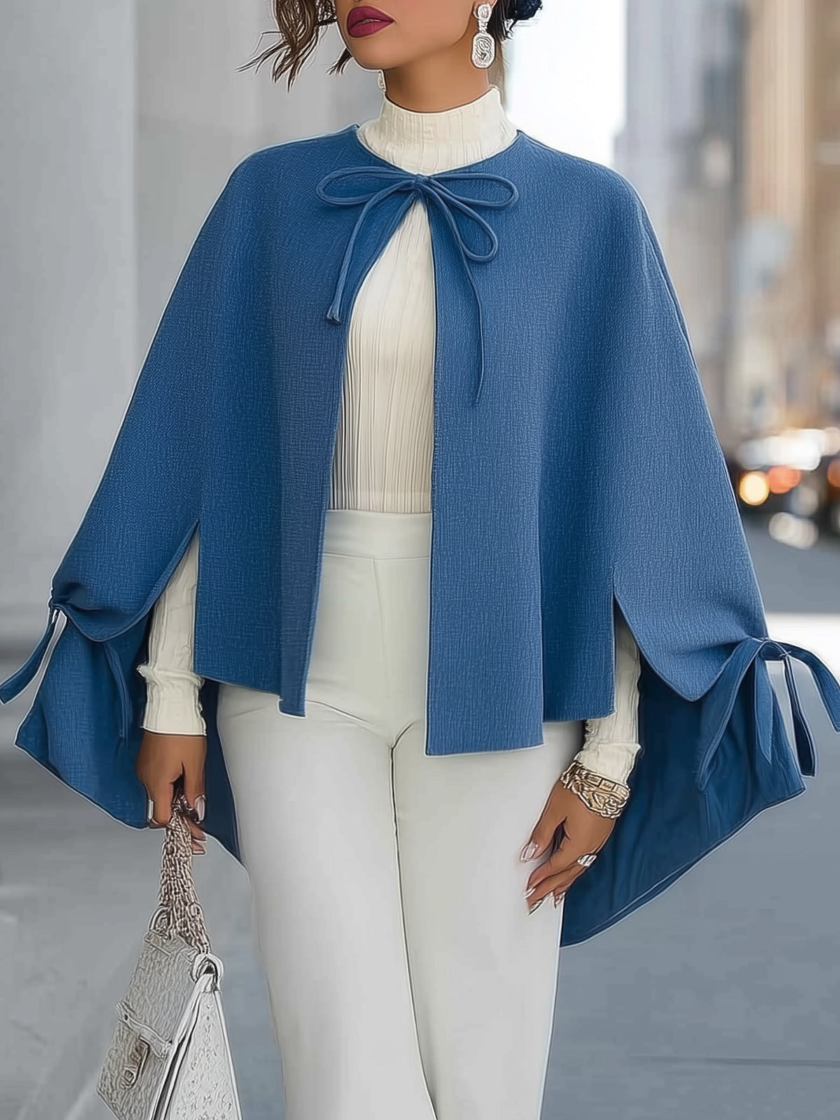 Blue Bow Tie Cape Coat