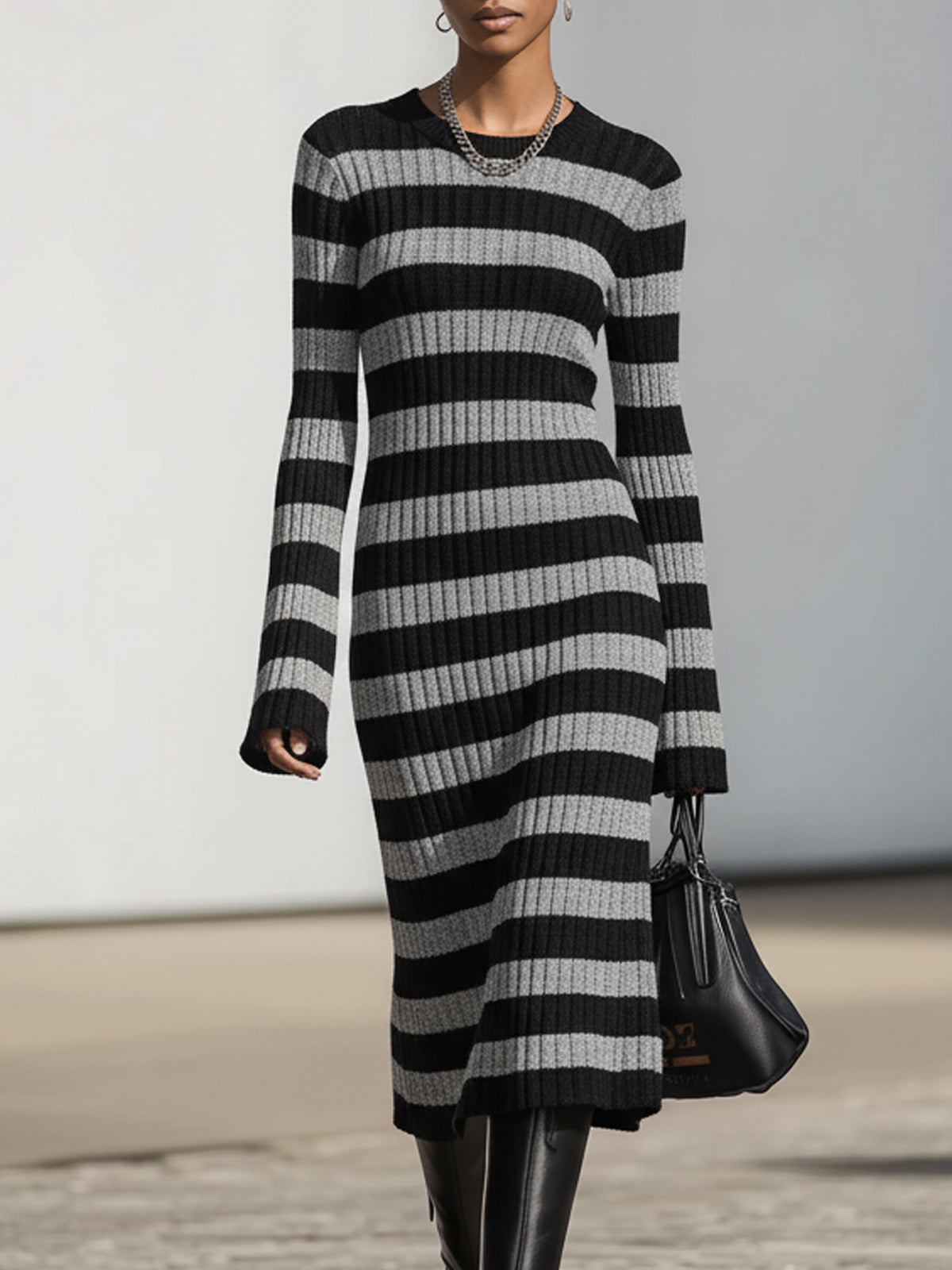 Classic Striped Slim Fit Dress