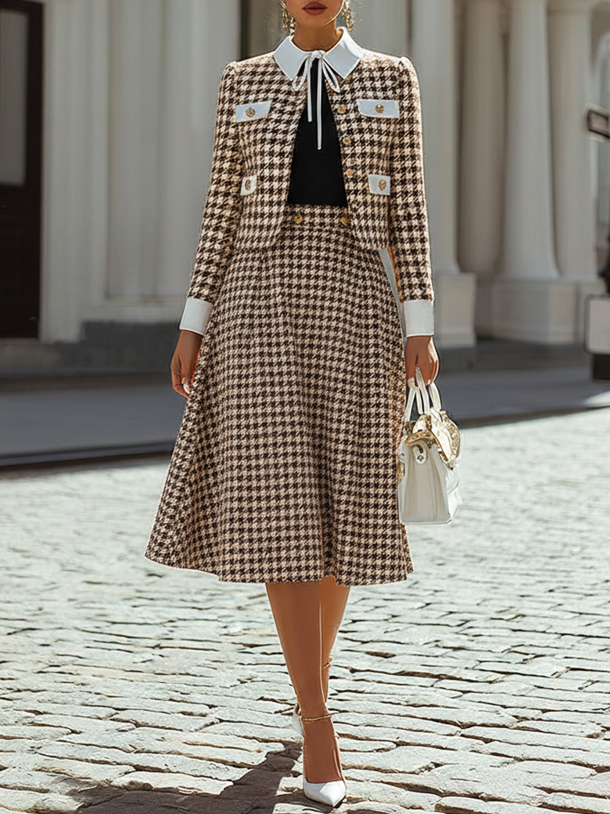Houndstooth Contrasting Retro Suit