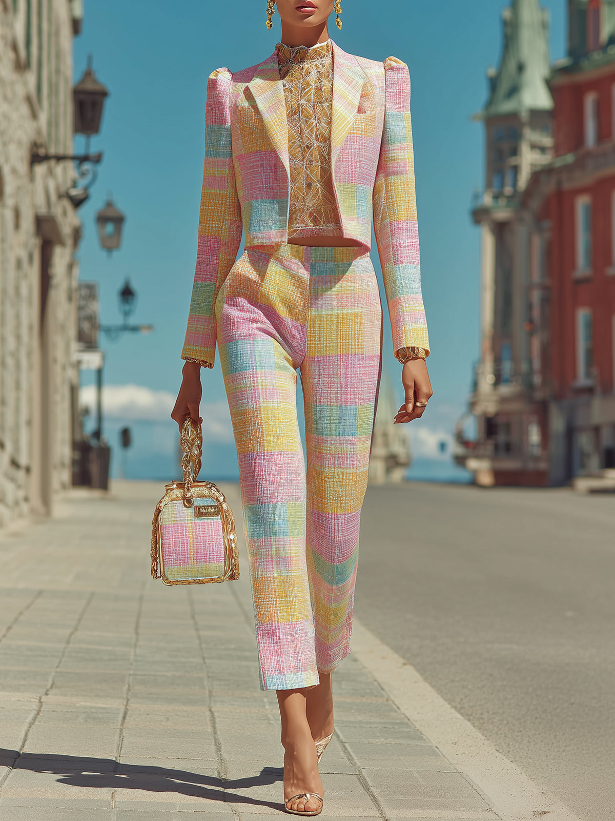Macaroon Plaid Suit