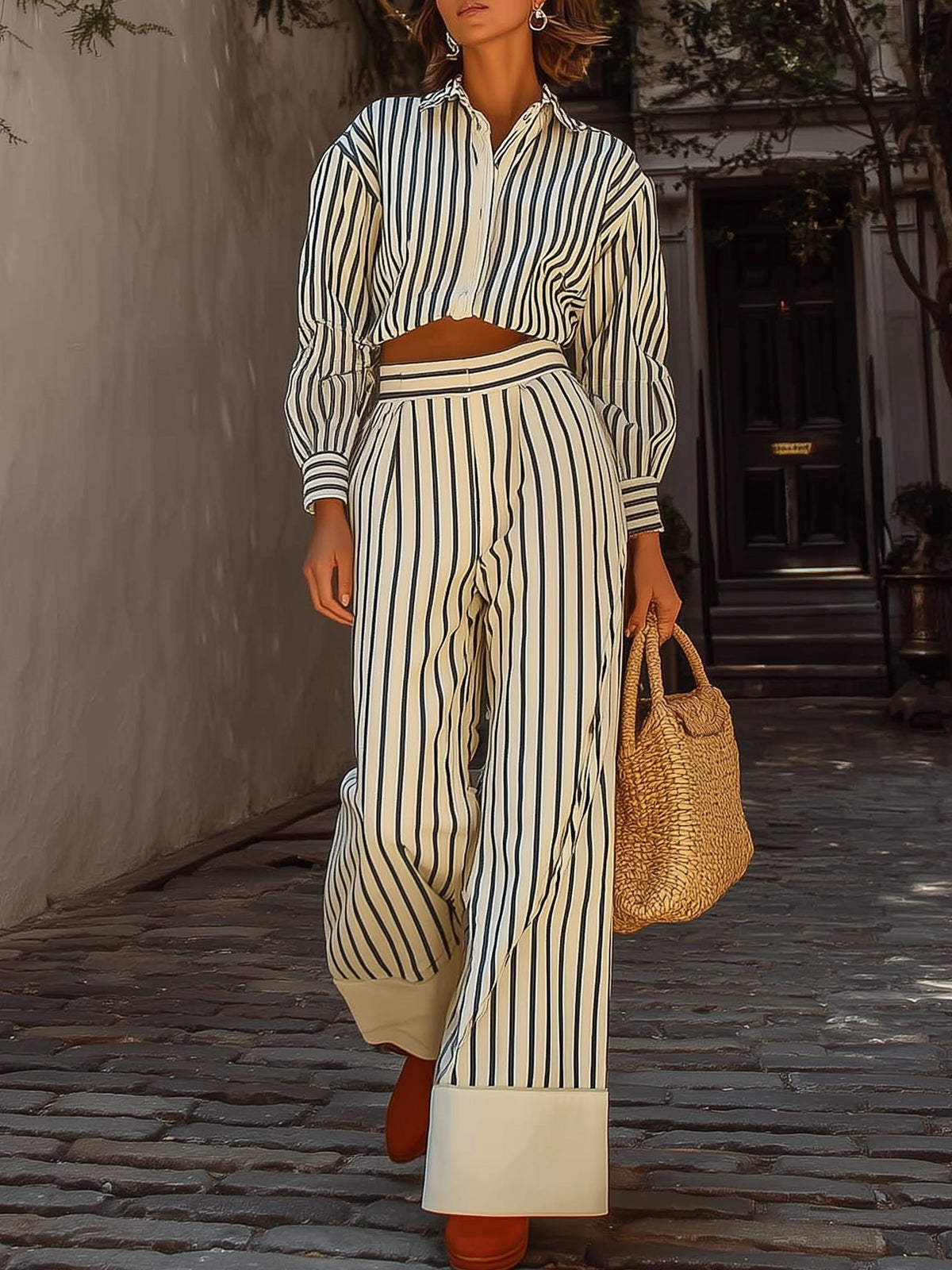 Striped Patchwork Casual Set