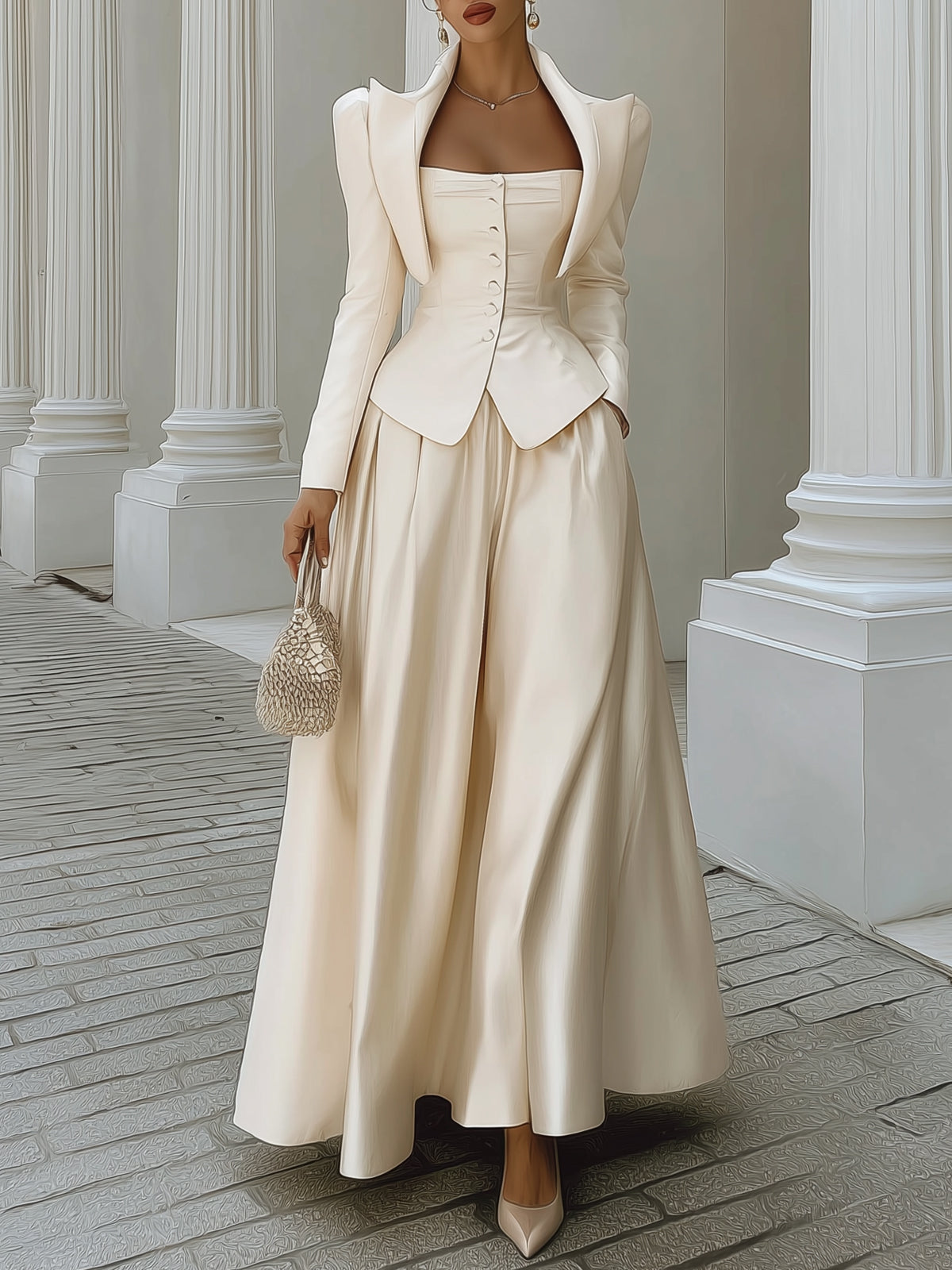 Off-white Temperament Three-piece Suit
