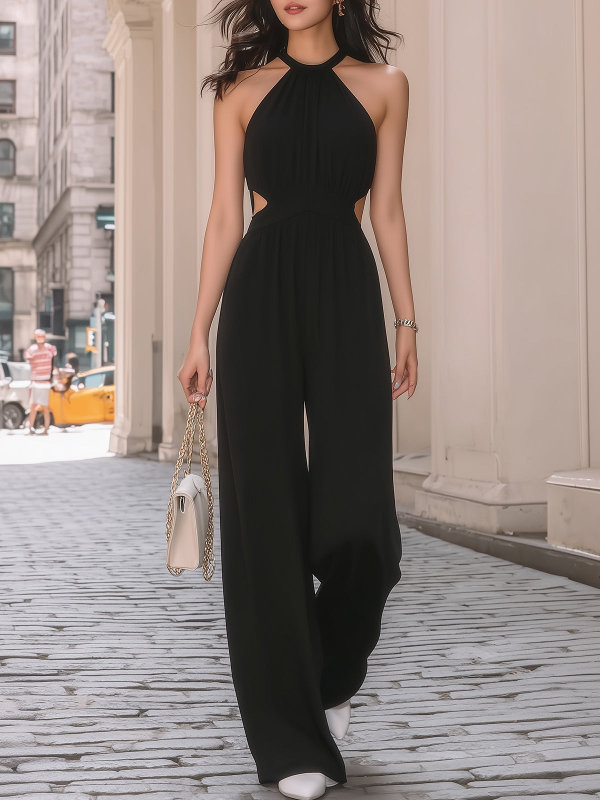 High-end Halter Neck Cutout Jumpsuit