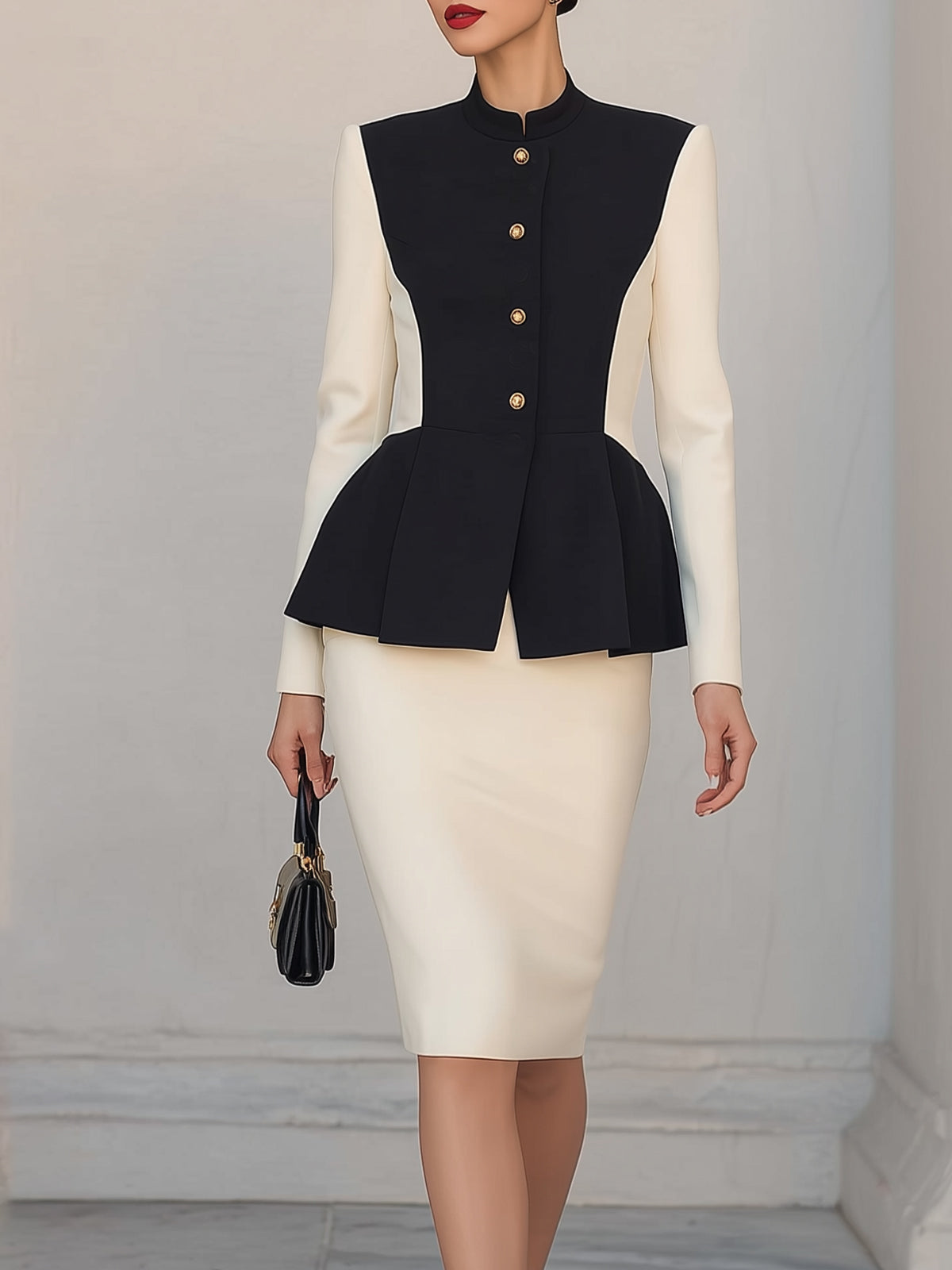 Black And White Contrasting Vintage Suit Set